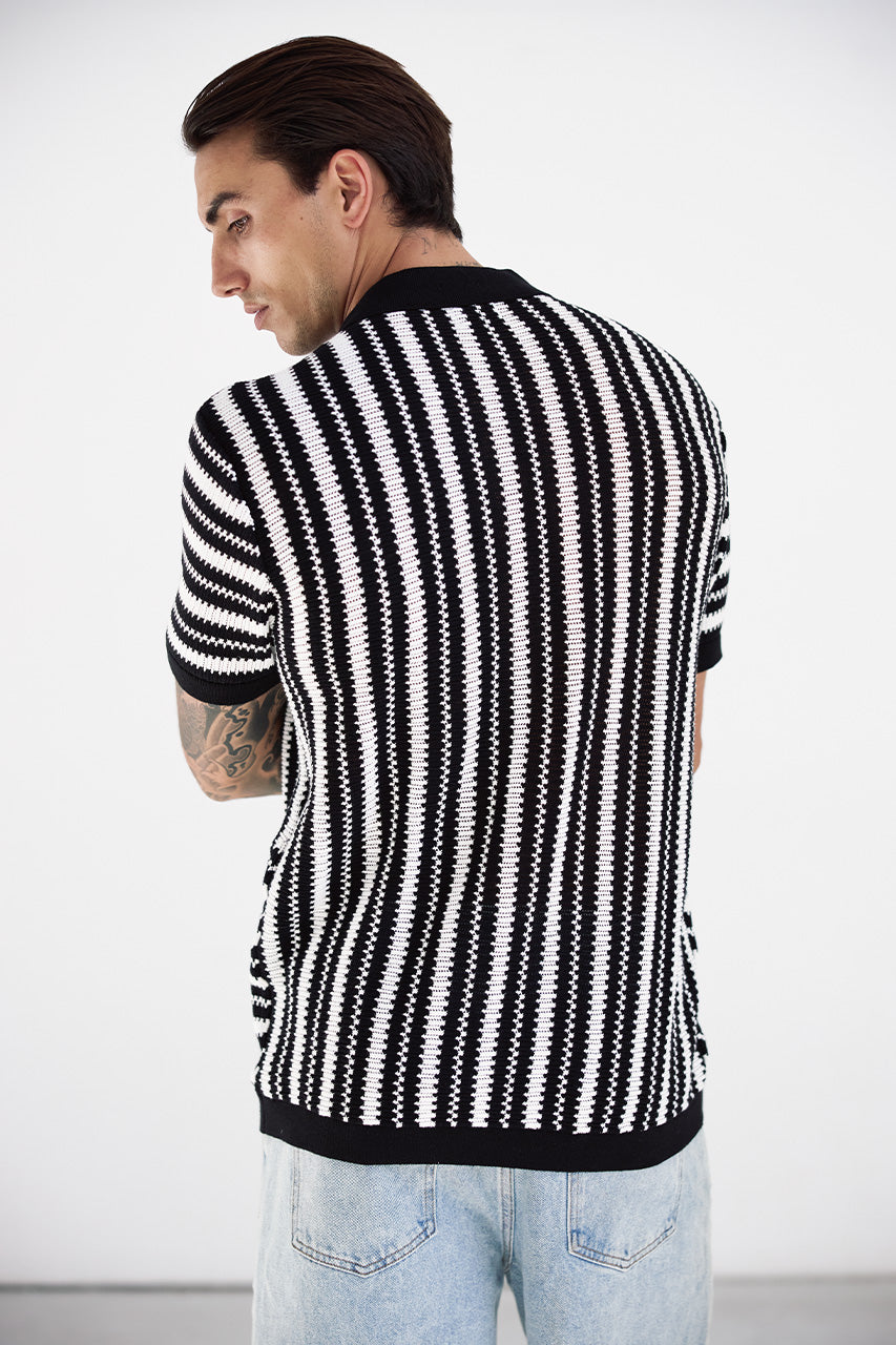 DORIAN SHORT SLEEVE SHIRT - BLACK/WHITE