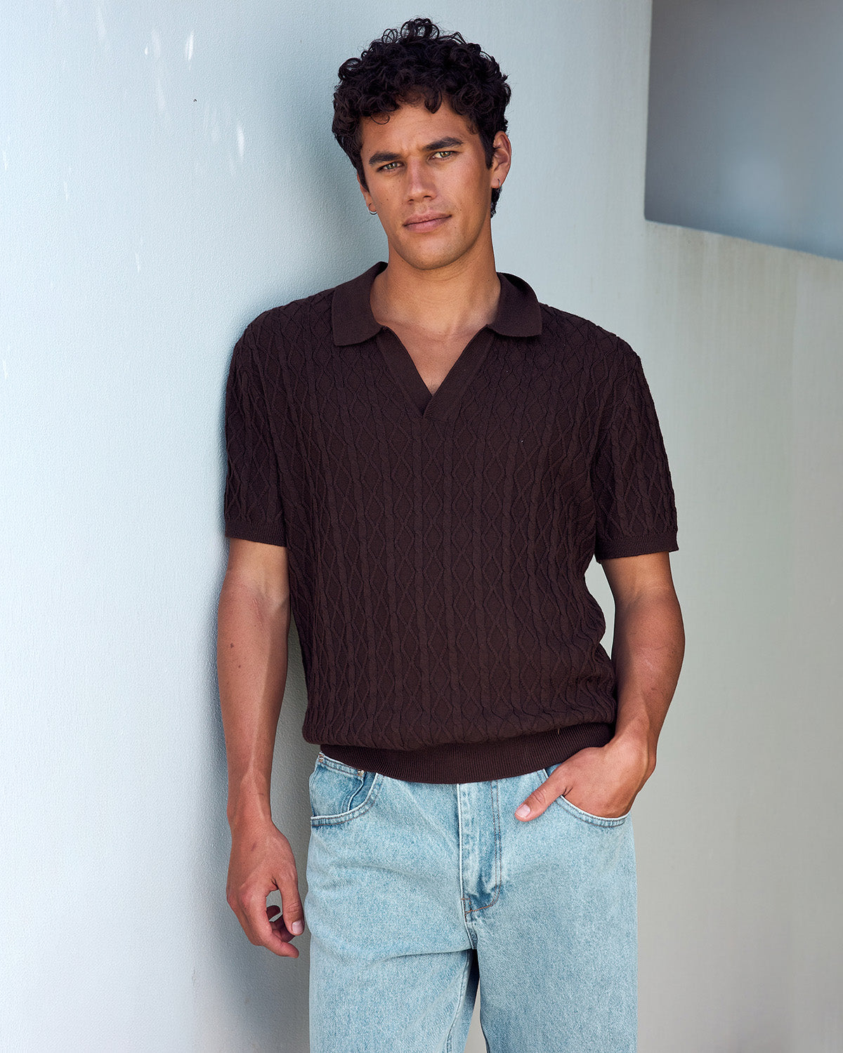 EIRIK THREE QUARTER KNIT TOP - CHOCOLATE