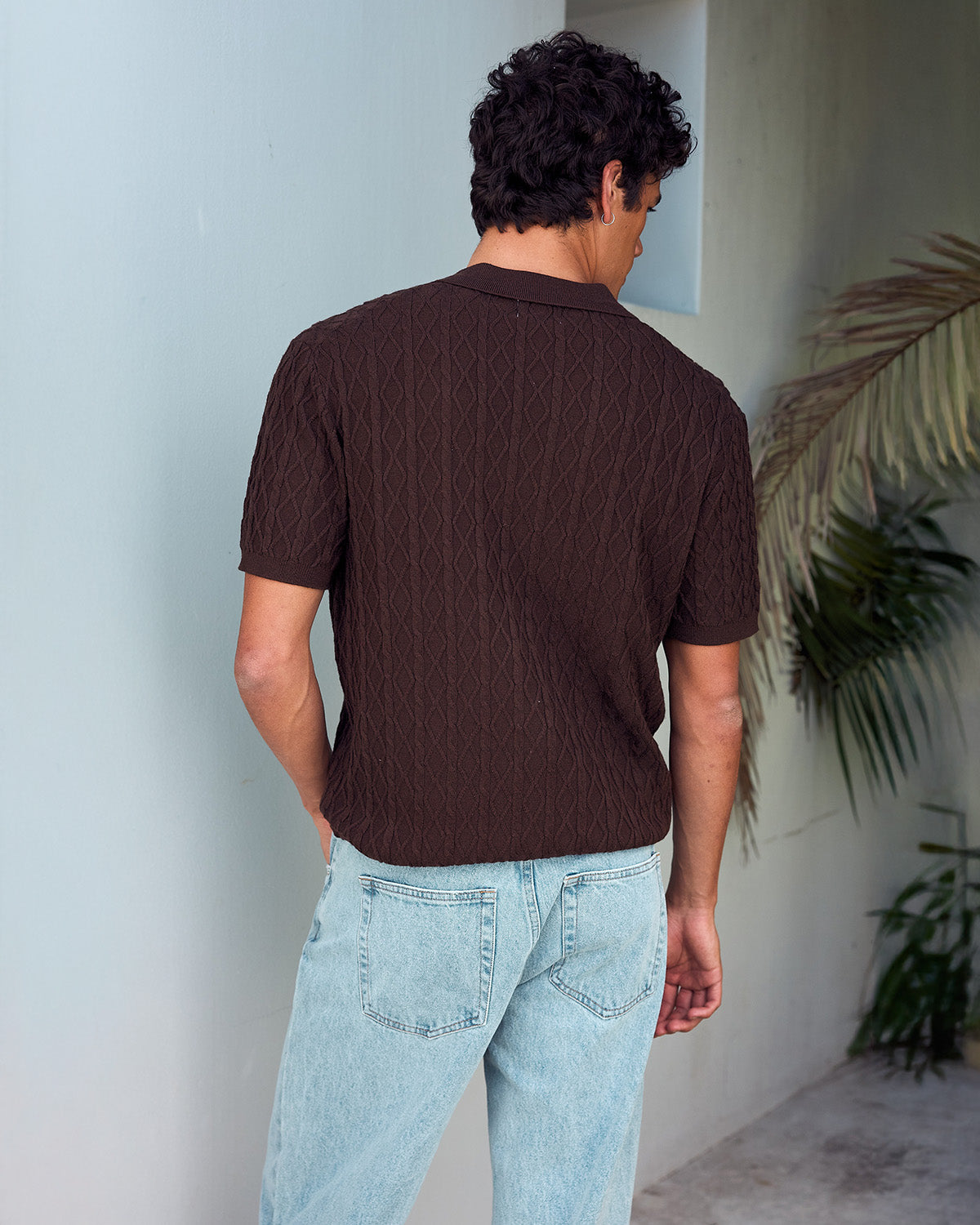 EIRIK THREE QUARTER KNIT TOP - CHOCOLATE