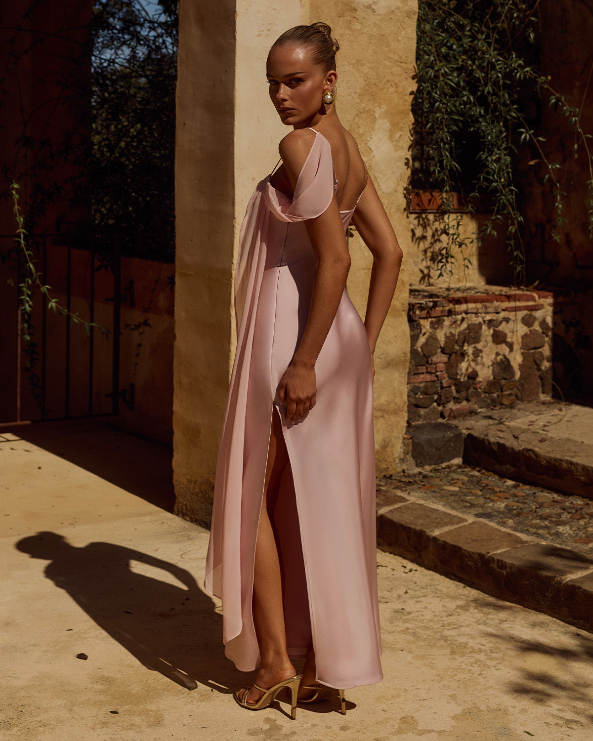 ELARA COWL MAXI DRESS - PINK