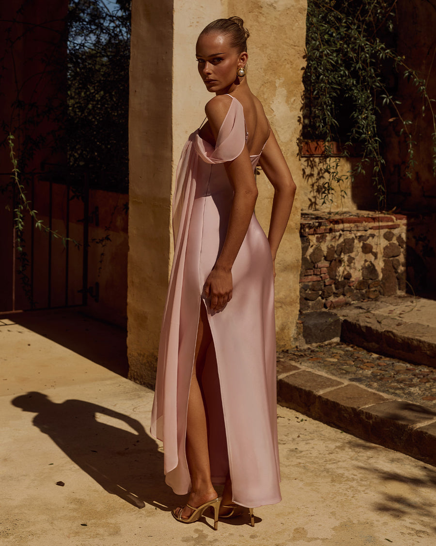 ELARA COWL MAXI DRESS - PINK