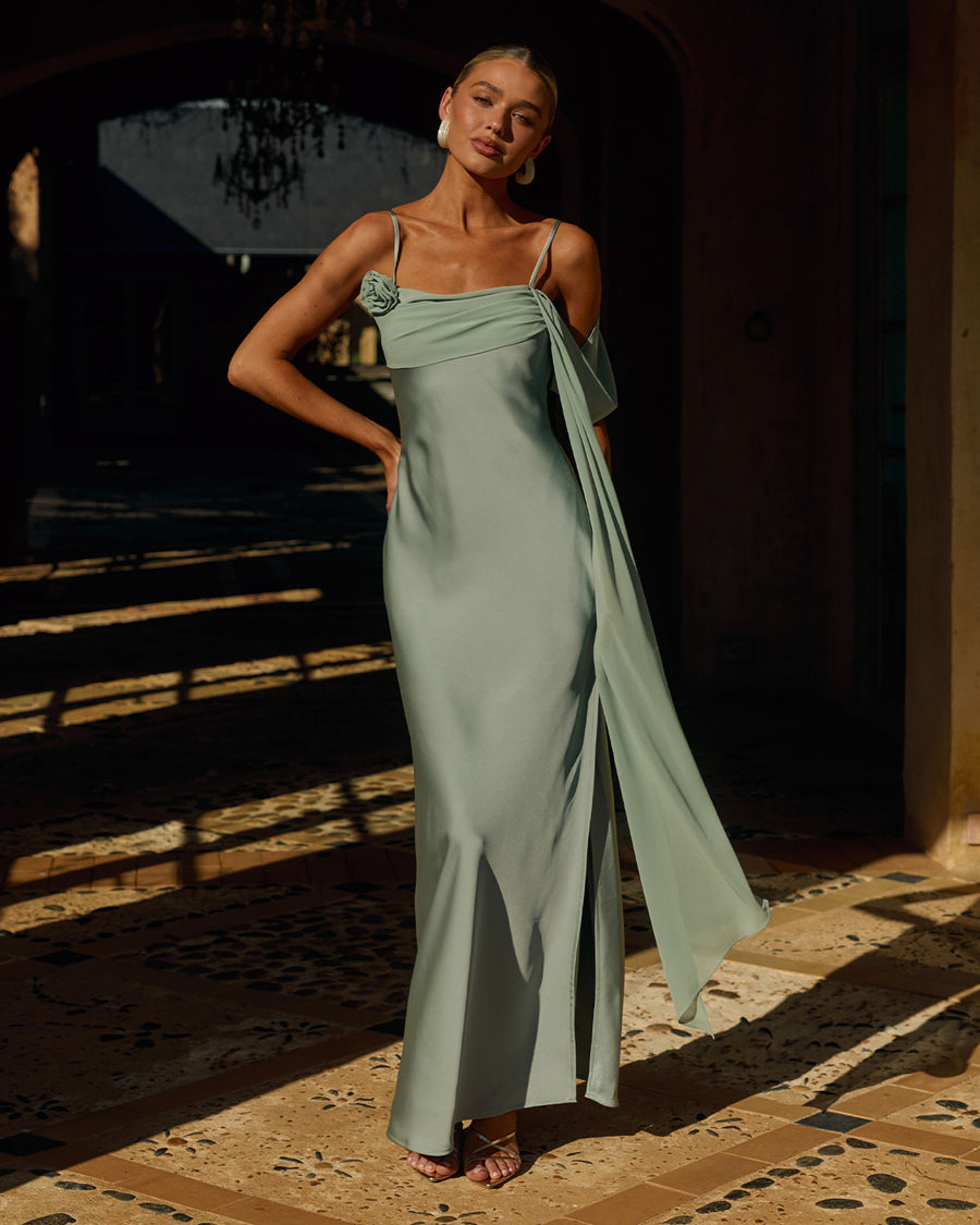 ELARA COWL MAXI DRESS - SAGE