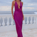 ELENA LOW PLUNGE MAXI DRESS - PLUM