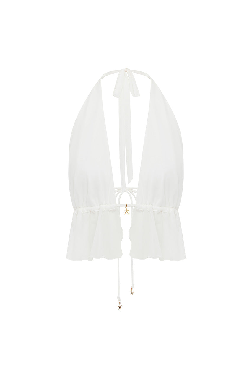 ELIO OPEN BACK HALTER TOP - WHITE