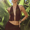 ELIO OPEN BACK HALTER TOP - BITTER CHOCOLATE