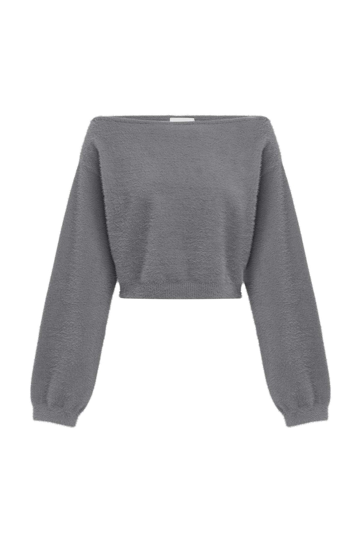 ELISE OFF SHOULDER KNIT JUMPER - GREY