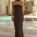 ELSA STRAPLESS SCARF MAXI DRESS - BLACK
