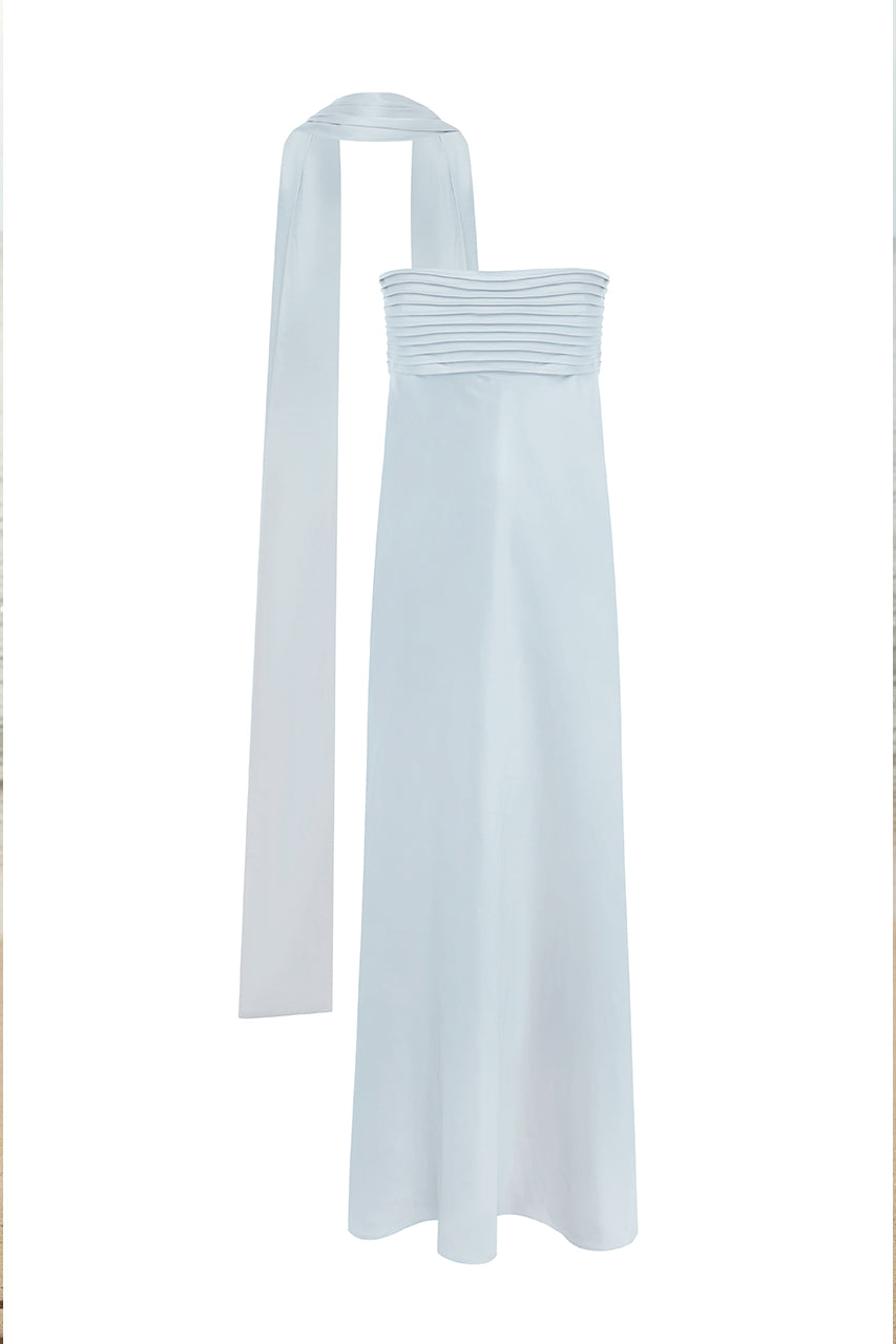 ELSA STRAPLESS SCARF MAXI DRESS - ICE BLUE