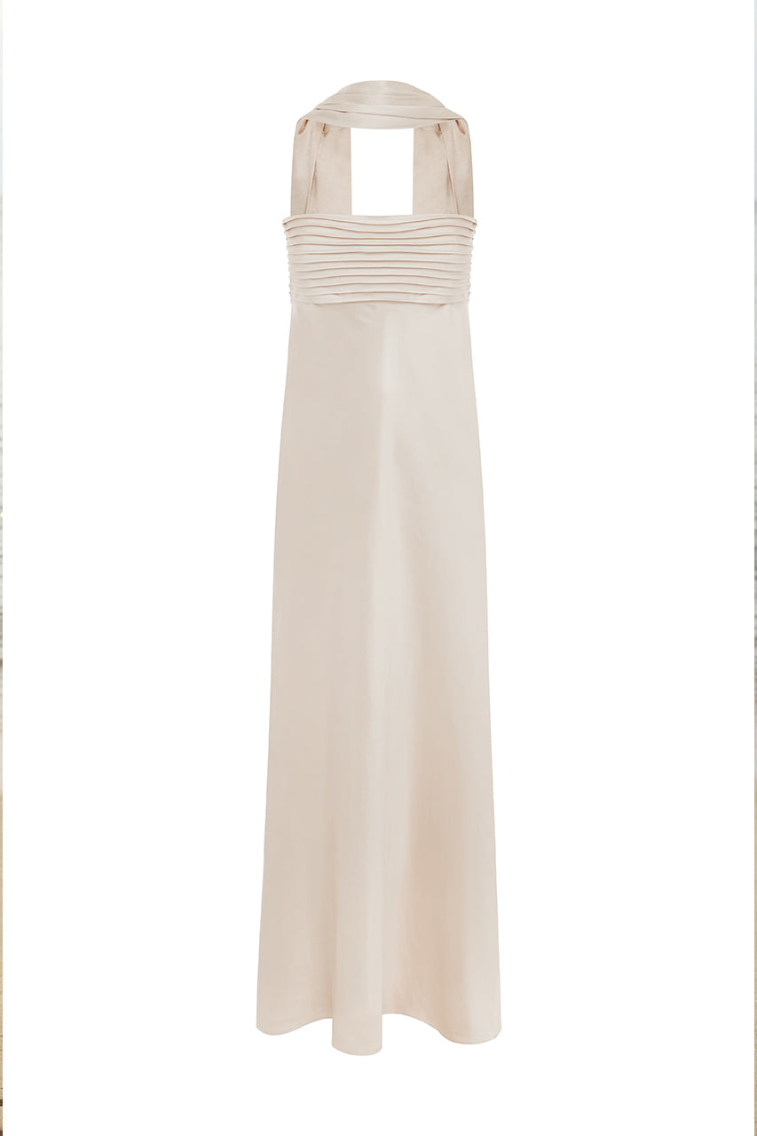 ELSA STRAPLESS SCARF MAXI DRESS - IVORY