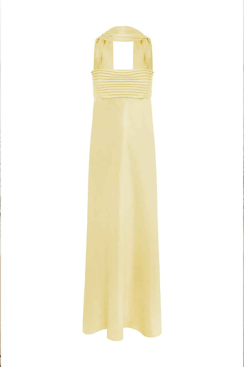 ELSA STRAPLESS SCARF MAXI DRESS - LEMON