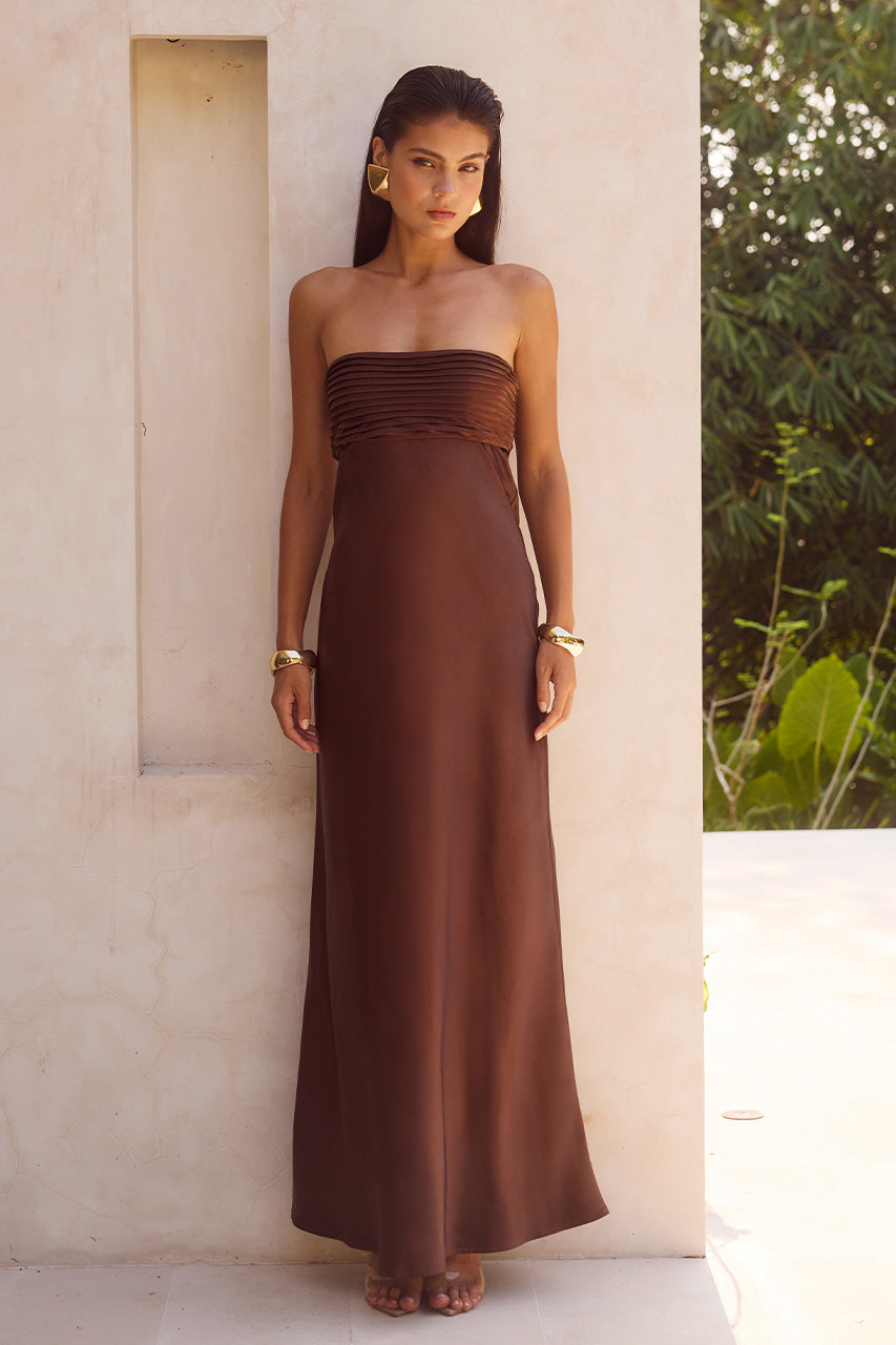 ELSA STRAPLESS SCARF MAXI DRESS