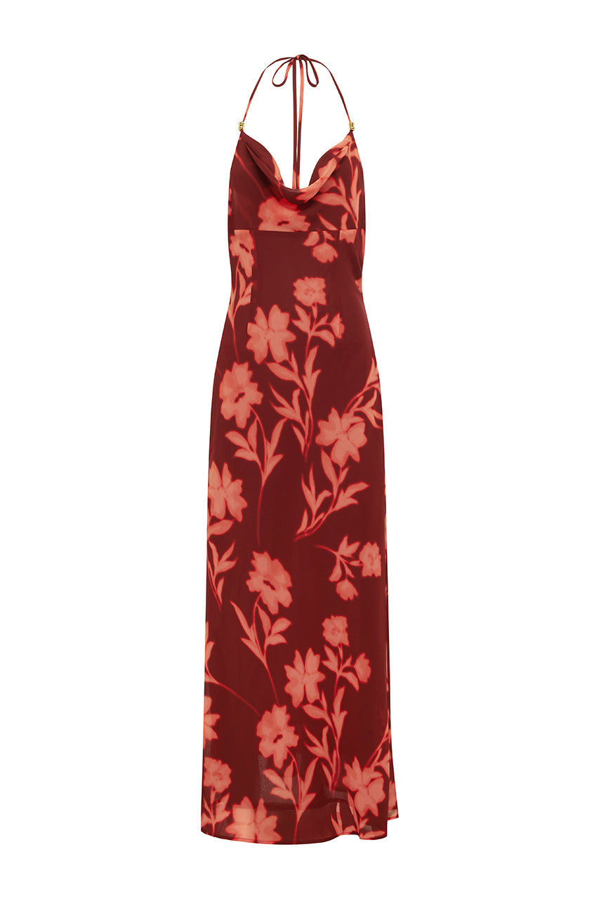 EVE COWL CROSS BACK MAXI DRESS - ALMINA RED