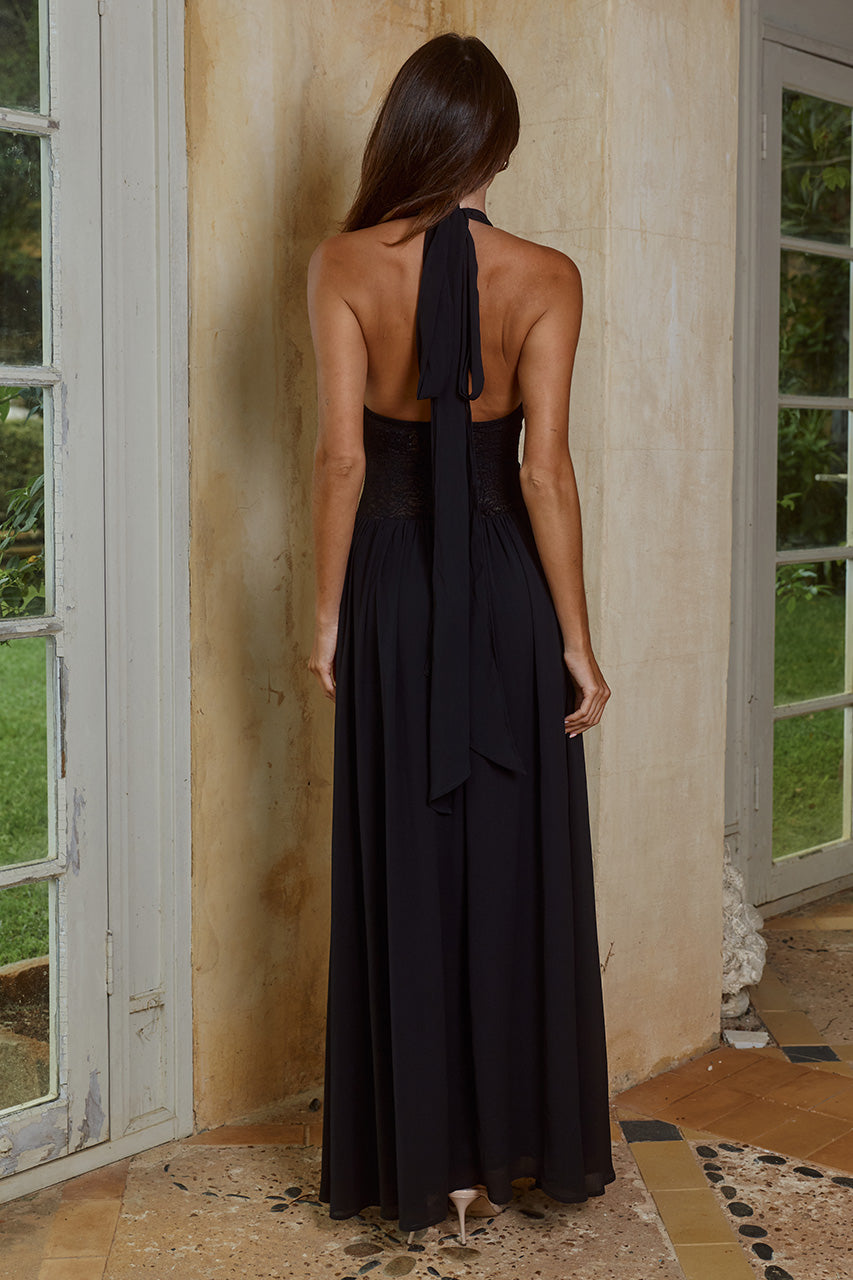 FERNANDA PLUNGE HALTER MAXI DRESS