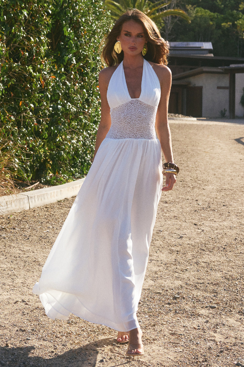 FERNANDA PLUNGE HALTER MAXI DRESS