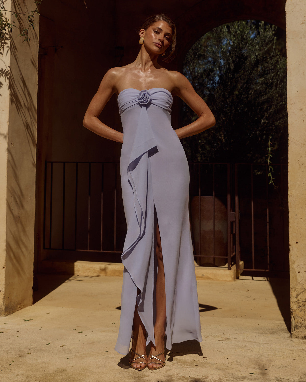 ELLERBY FRILL TRIM MAXI DRESS - SKY BLUE | Runaway The Label Australia
