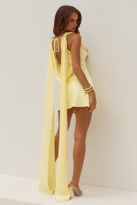 GABRIELLA COWL MINI DRESS - LEMON
