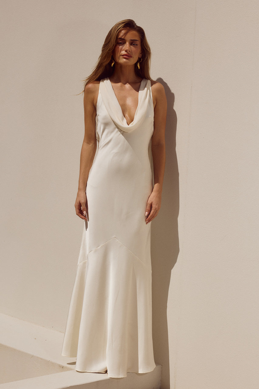 GABRIELLA COWL MAXI DRESS - IVORY