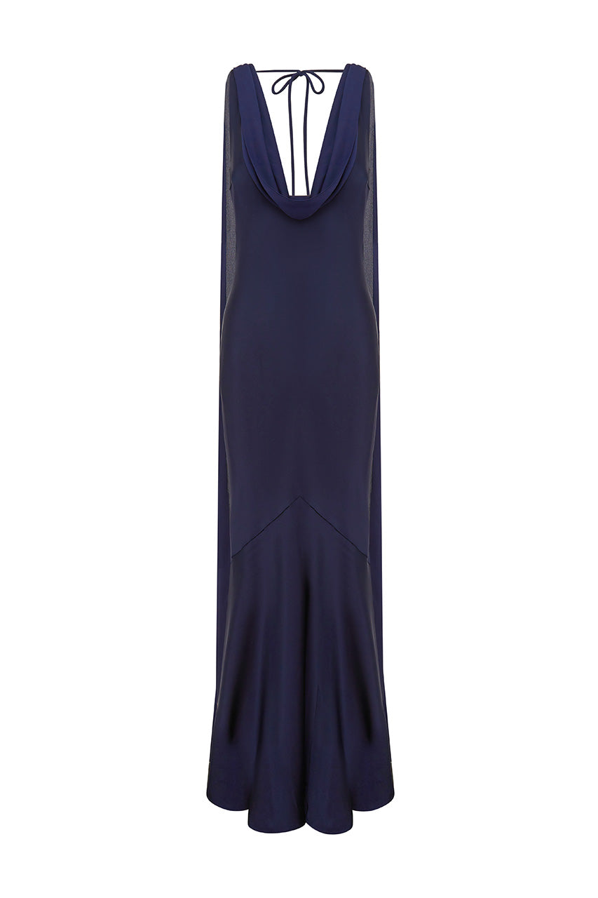 GABRIELLA COWL MAXI DRESS - NAVY