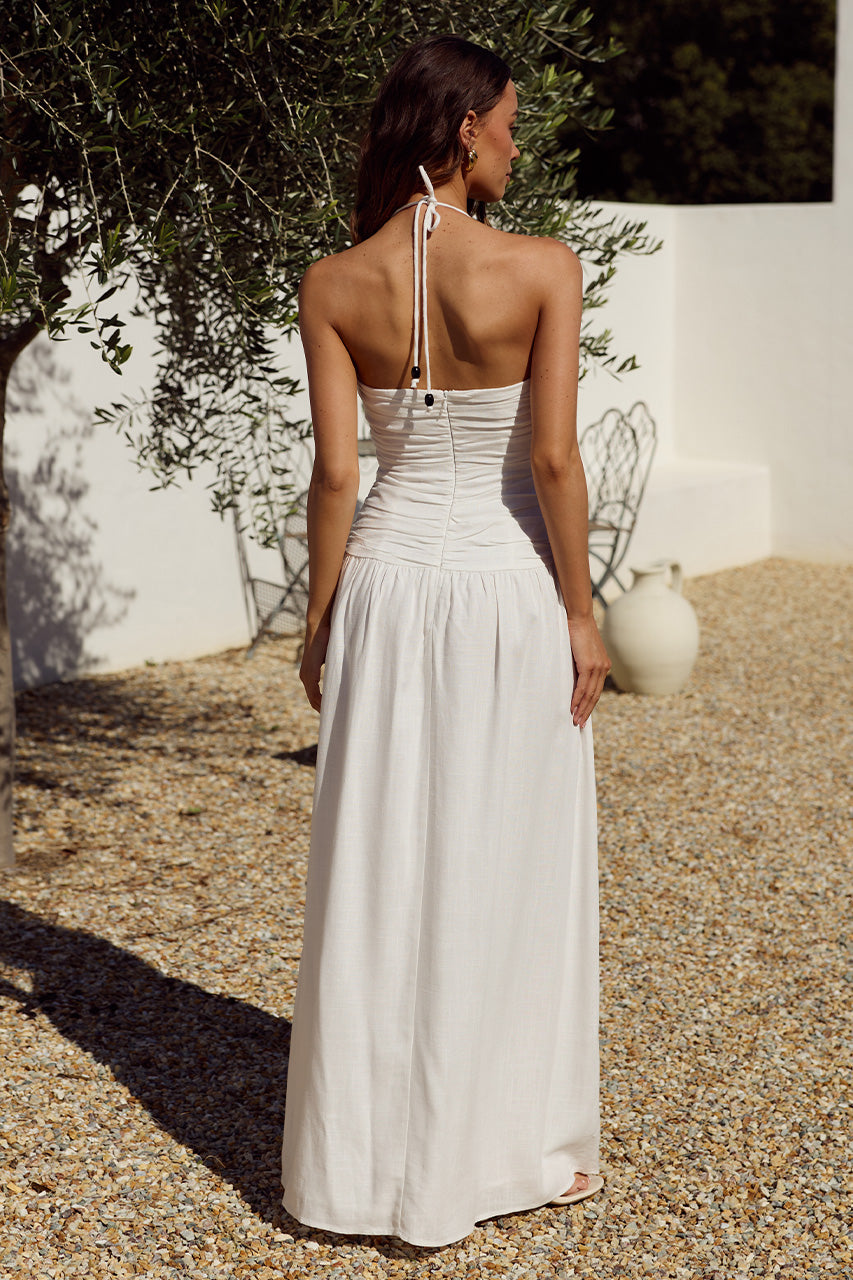 GIULIA RUCHED MAXI DRESS - OFF WHITE