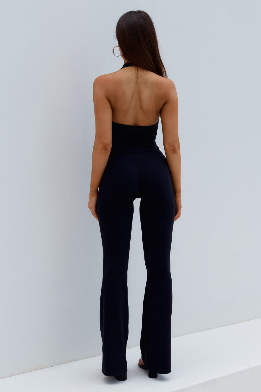 KIARA HIGH RISE FLARED LEGGINGS - BLACK