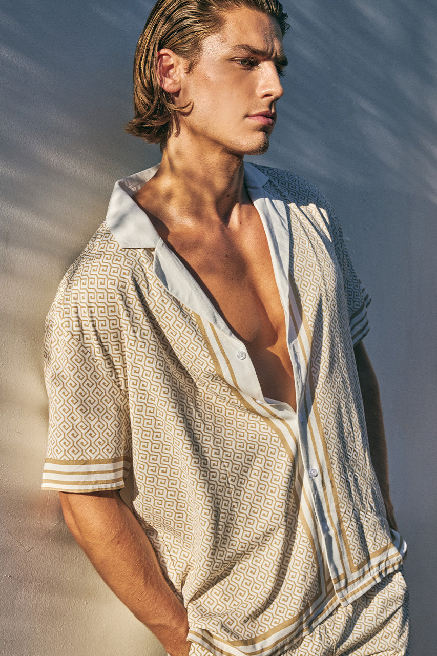 HENRY SHORT SLEEVE SHIRT - SAND GEO