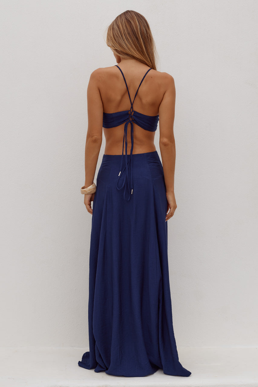 HESTIA STRAPPY CUT OUT MAXI DRESS - NAVY