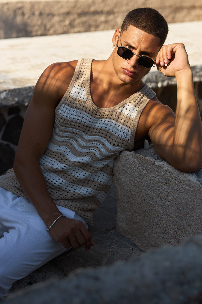 HAYES TANK - SAND/WHITE STRIPE