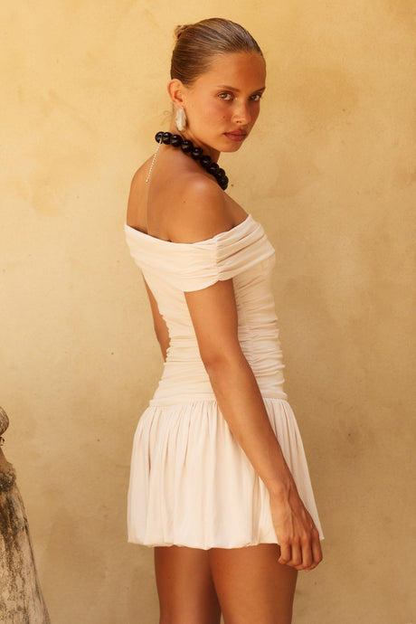 IRENE OFF SHOULDER MINI DRESS - CREAM