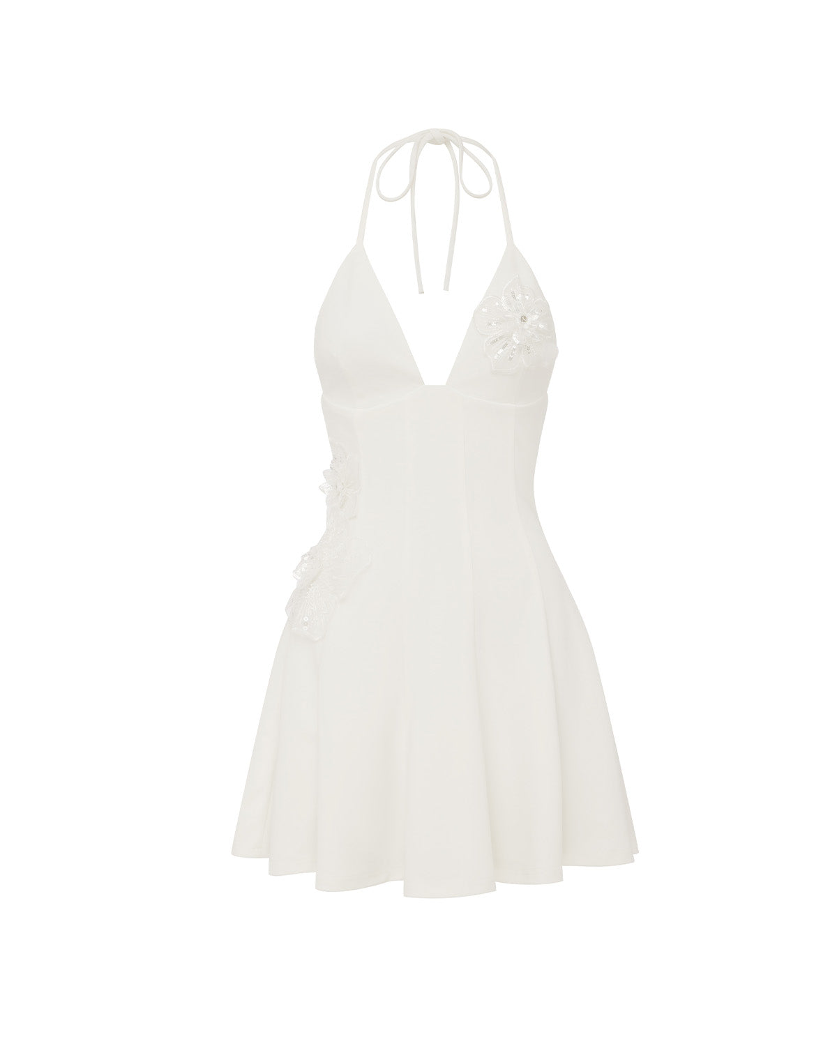 ISMERIE HALTER MINI DRESS - WHITE