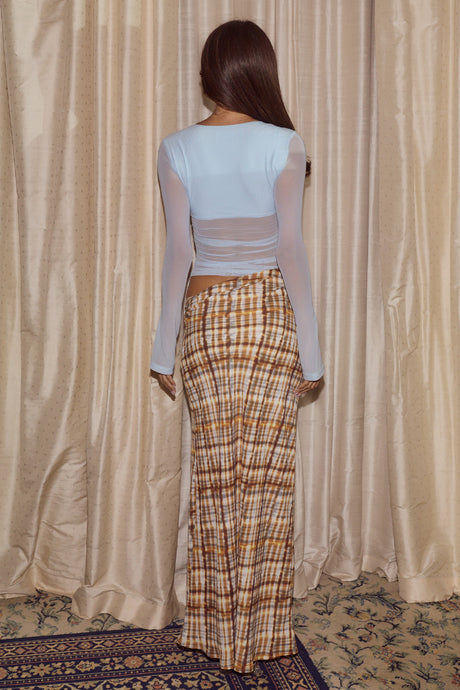 JONI LONG SLEEVE CUTOUT MAXI DRESS - MIST/VINNIE BROWN