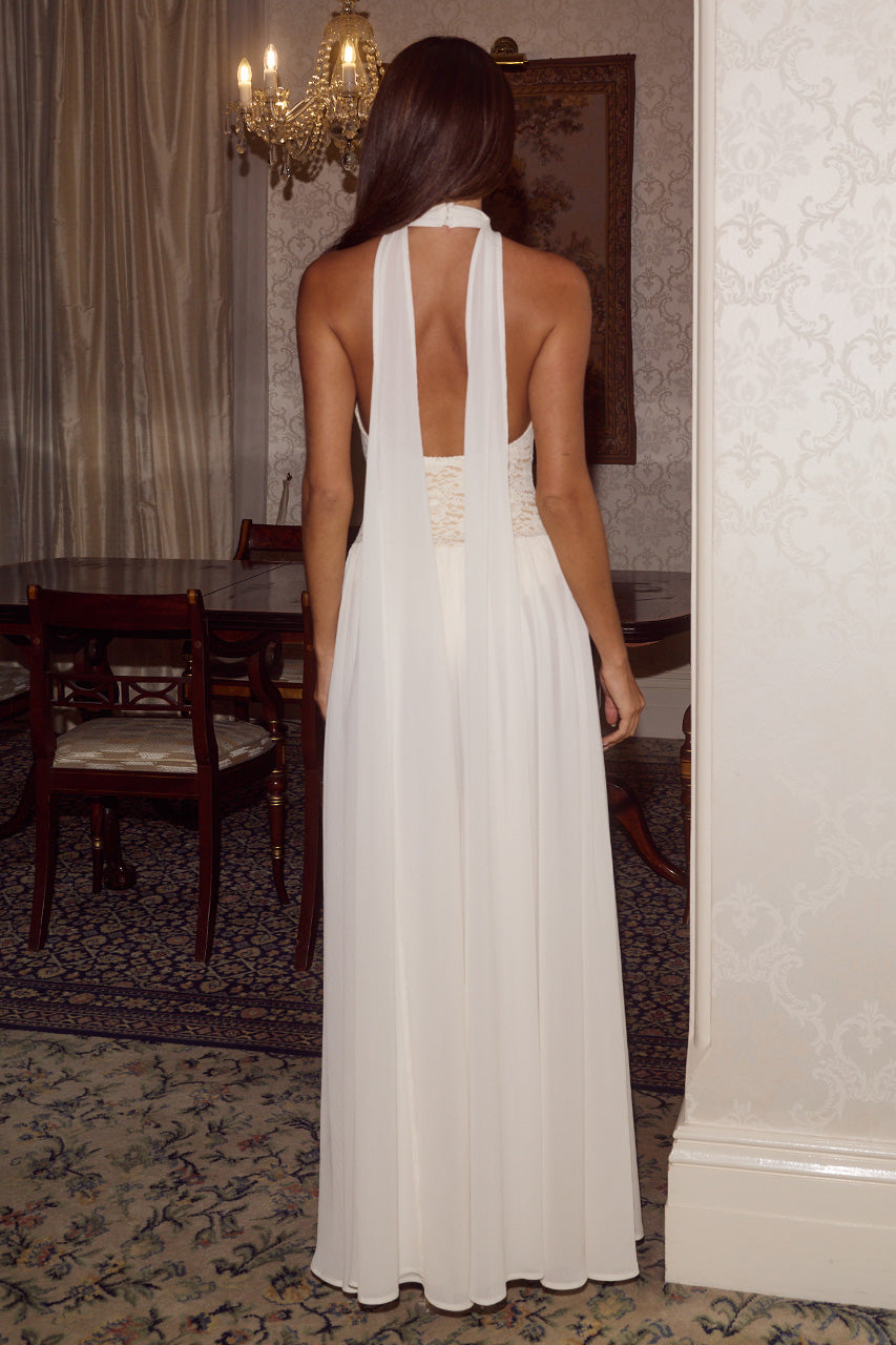 JUDITH HALTER LOW BACK MAXI DRESS