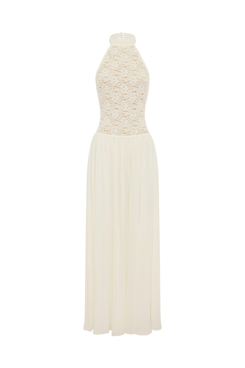 JUDITH HALTER LOW BACK MAXI DRESS - CREAM