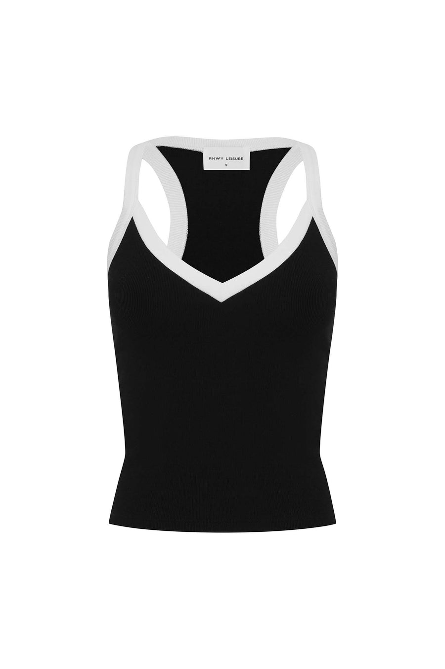 JUNI FITTED RIBBED TANK TOP - BLACK/WHITE