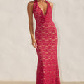 KYLO PLUNGE COWL MAXI DRESS - BERRY