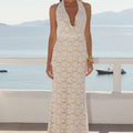 KYLO PLUNGE COWL MAXI DRESS - WHITE