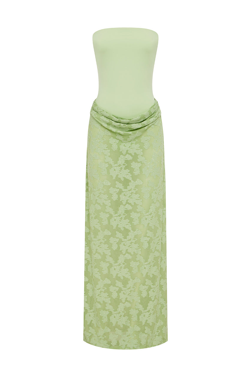 LAKITA STRAPLESS LACE MAXI DRESS - KEY LIME