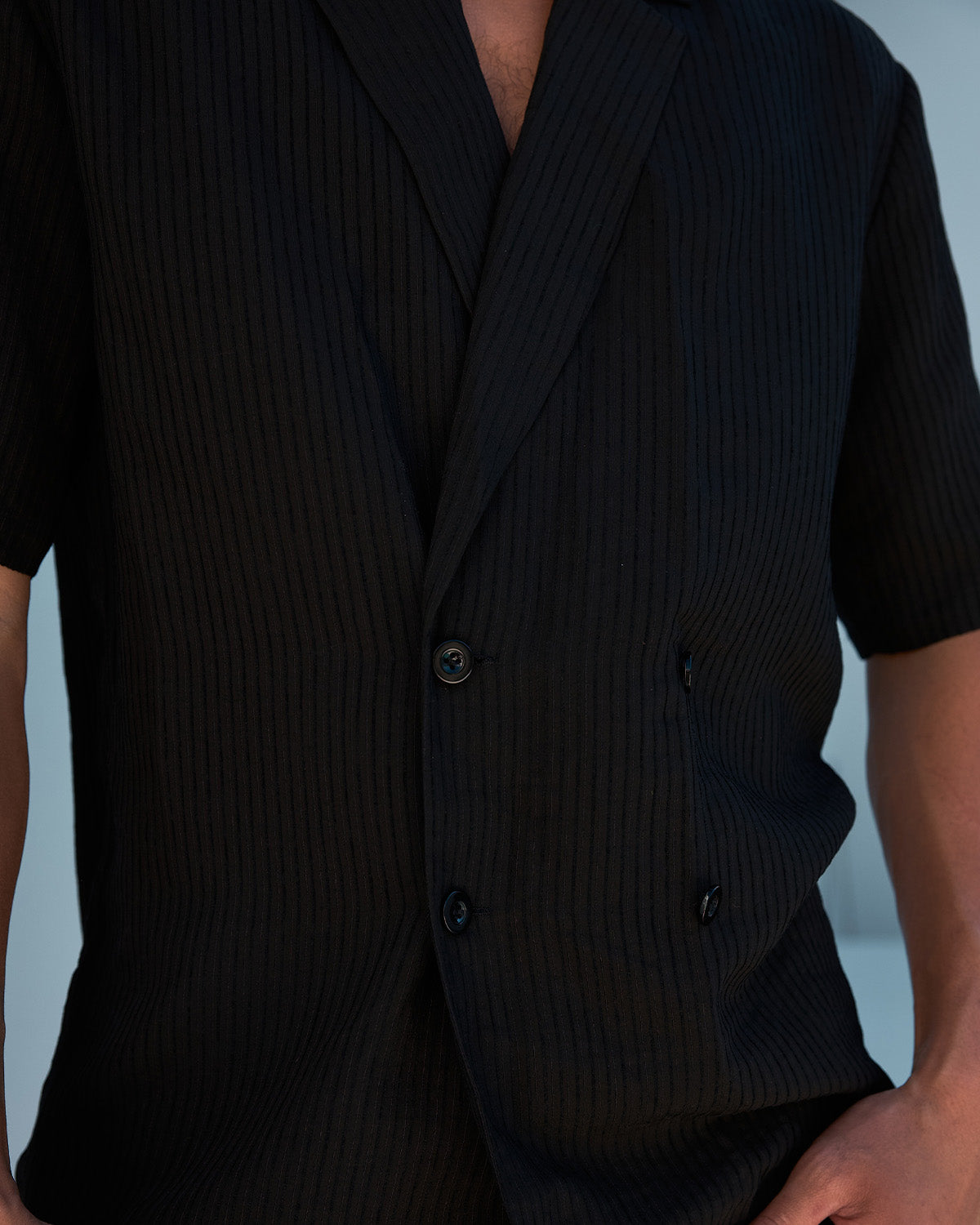 LASZLO DOUBLE BREASTED SHIRT - BLACK