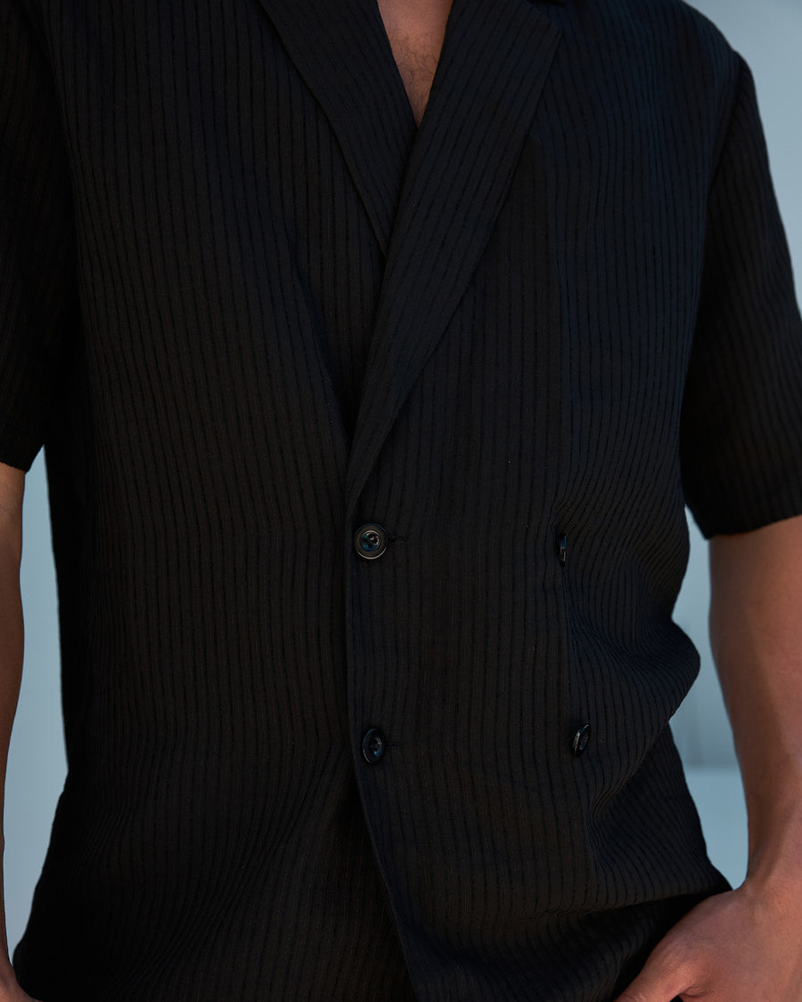LASZLO DOUBLE BREASTED SHIRT - BLACK