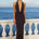 LEXIE LOW PLUNGE HALTER MAXI DRESS - BLACK POLKA