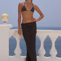 CYRUS LOW WAIST SHEER MAXI SKIRT - BLACK POLKA