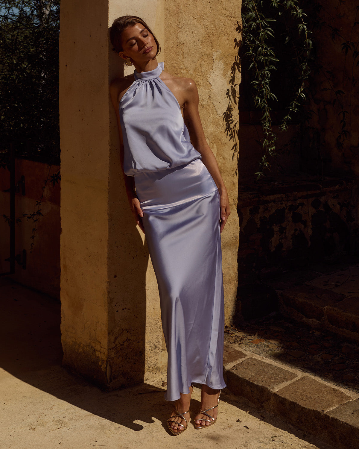 LILIETTE HALTER MAXI DRESS - SKY BLUE