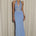 LINA HALTER DRAPED MAXI DRESS - BLUEBELL