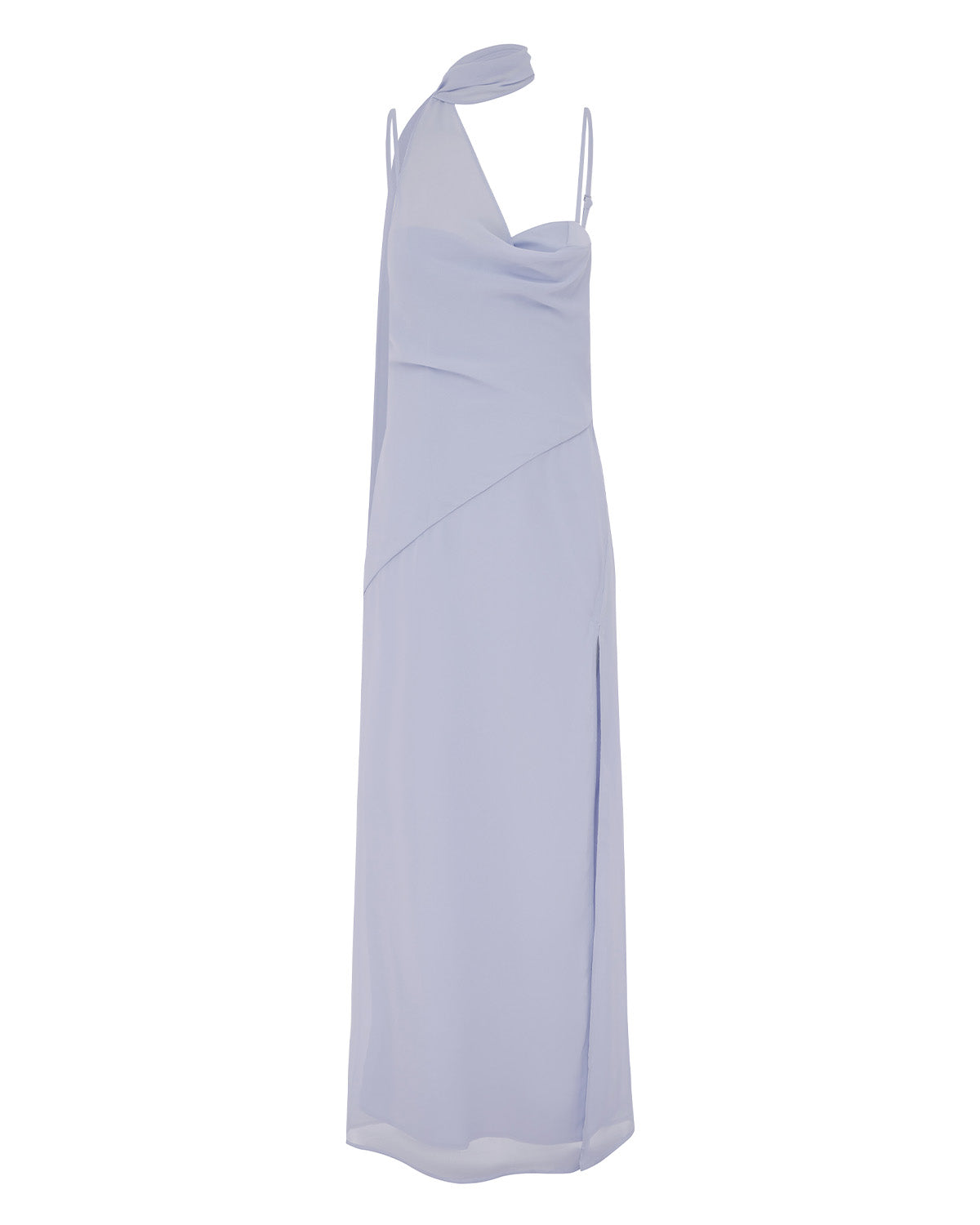 LIORA DRAPED SCARF MAXI DRESS - SKY BLUE