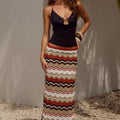 VERNANZA LOW WAIST KNIT MAXI SKIRT - ORANGE MULTI