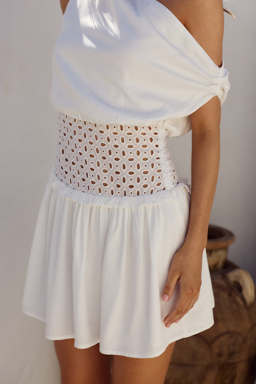 LIZZY ONE SHOULDER MINI DRESS - WHITE
