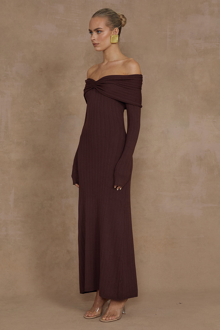 AIRILIE MIDI DRESS - BROWN - MADDY_POLLARD_RUNAWAY-274