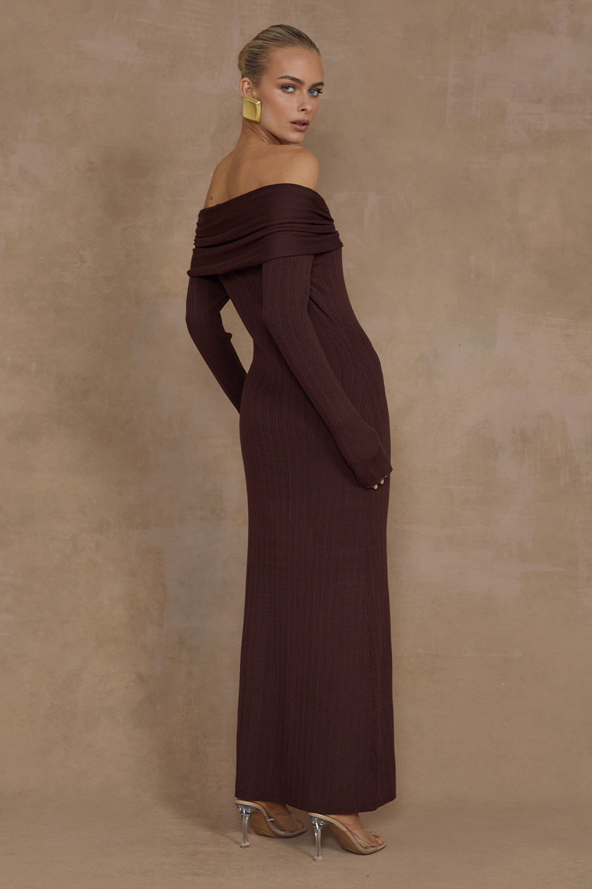 AIRILIE MIDI DRESS - BROWN - MADDY_POLLARD_RUNAWAY-277