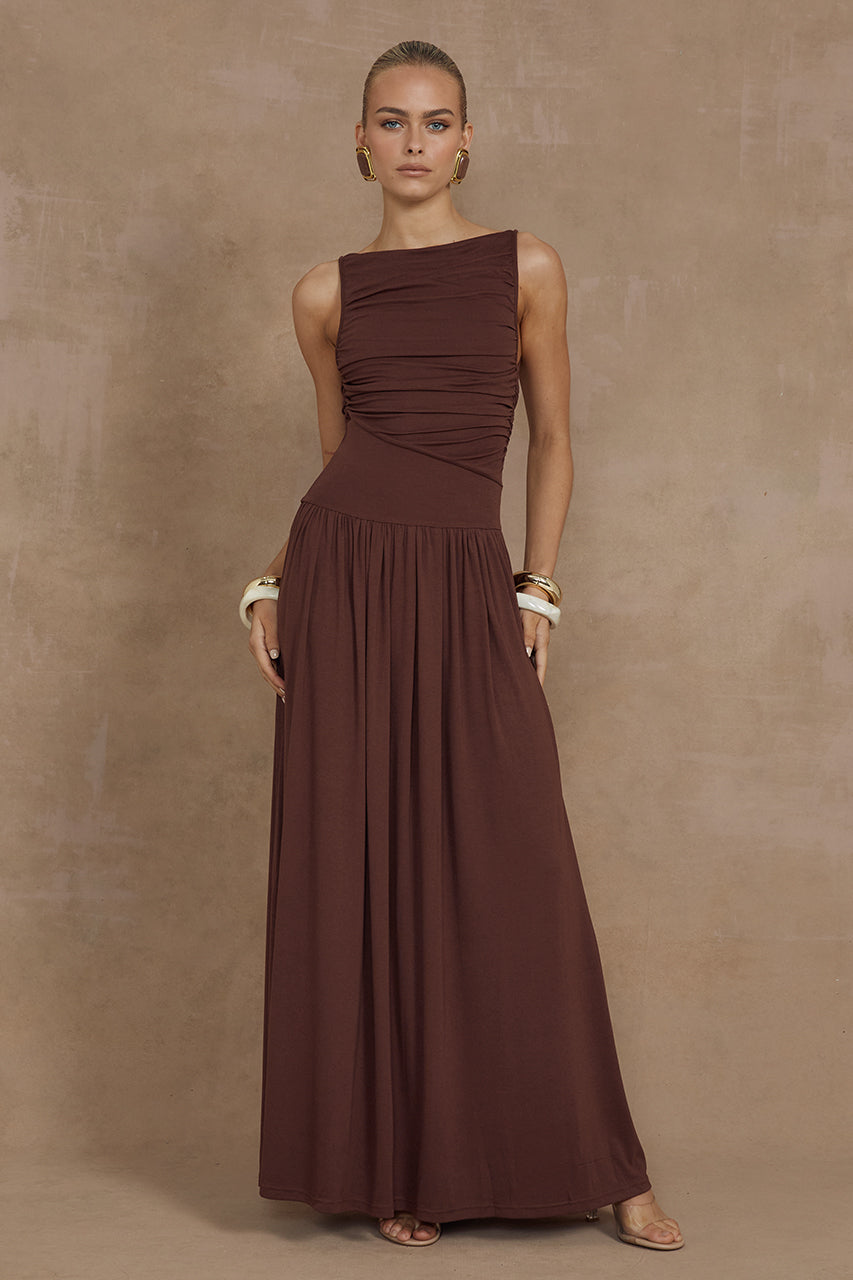 NALLA MAXI DRESS - BROWN - MADDY_POLLARD_RUNAWAY-82