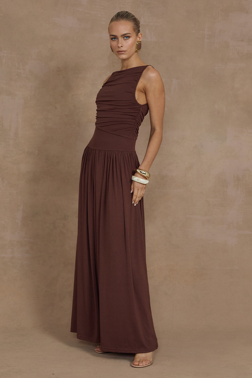 NALLA MAXI DRESS - BROWN - MADDY_POLLARD_RUNAWAY-83