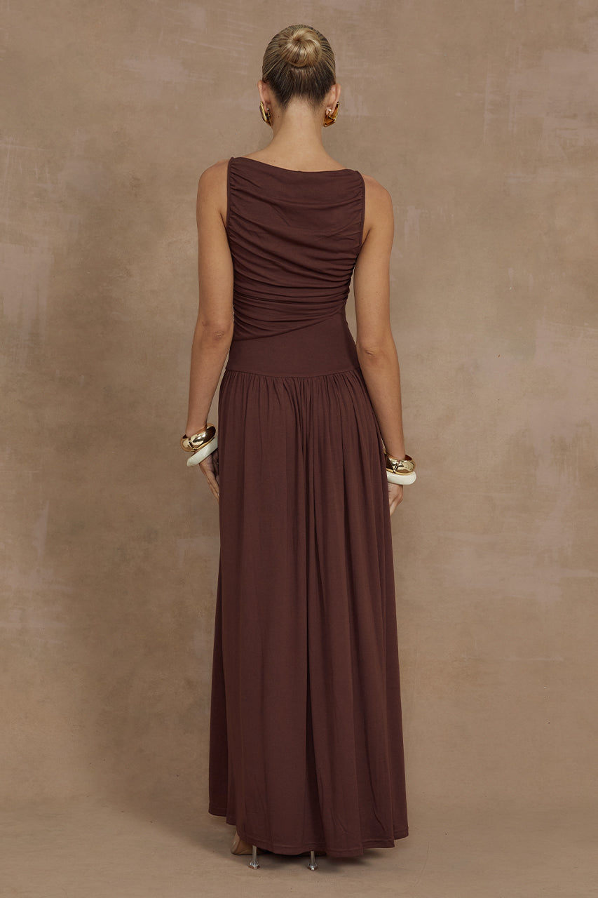 NALLA MAXI DRESS - BROWN - MADDY_POLLARD_RUNAWAY-84